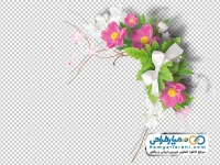تصویر png گل سفید و صورتی تزئین شده