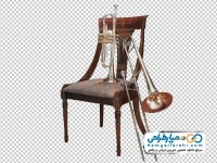 عکس با کیفیت ساز ترومپت در کنار صندلی