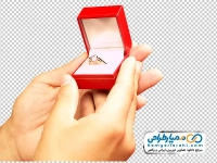 تصویر با کیفیت جعبه حلقه ازدواج در دست