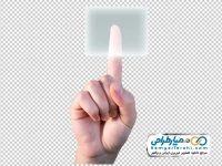 تصویر با کیفیت انگشت اشاره در حال انتخاب کادر متن