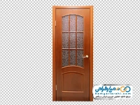 تصویر png درب ورودی چوبی با پنجره های شفاف