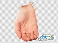 عکس png دست راست بیرون آمده از کاغذ با کف دست