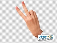 تصویر با کیفیت دست بیرون آمده از کاغذ به نشانه پیروزی