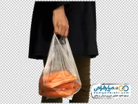 تصویر png کیسه خرید هویج در دست خانم