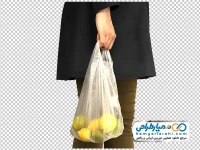 تصویر png کیسه خرید لیموترش در دست خانم