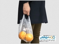 تصویر png کیسه خرید پرتقال در دست خانم