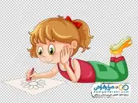 تصویر با کیفیت دختر بچه در حال نقاشی