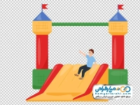عکس کارتونی پسر بچه در حال بازی روی سرسره بادی
