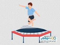 تصویر کارتونی پسر بچه روی ترامپولین