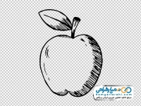 نقاشی کودکانه تک رنگ سیب