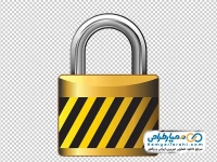 عکس png قفل آویز با خطوط زرد و مشکی