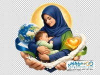 تصویر png نوزاد در آغوش مادر در حال شیر خوردن