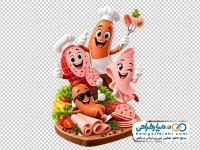 تصویر کارتونی سوسیس و کالباس خندان
