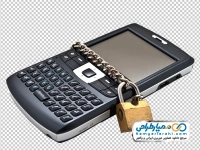تصویر png گوشی موبایل با قفل و زنجیر