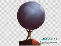 تصویر وکتوری تندیس کره زمین روی دست مرد
