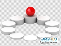 تصویر وکتوری سکو های استوانه ای با گوی قرمز