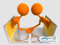 عکس وکتوری آدمک سه بعدی بیرون آمده از لپ تاپ