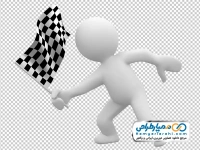 عکس وکتوری آدمک سه بعدی با پرچم شطرنجی